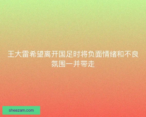 王大雷希望离开国足时将负面情绪和不良氛围一并带走
