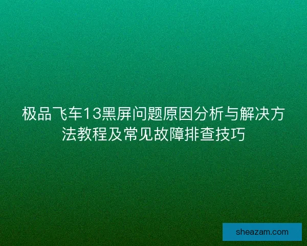 极品飞车13黑屏问题原因分析与解决方法教程及常见故障排查技巧
