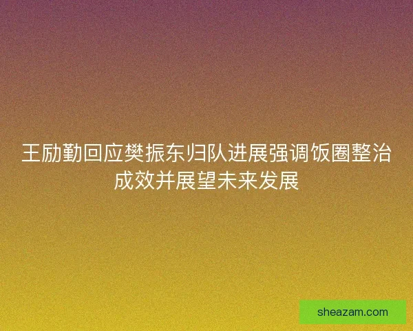 王励勤回应樊振东归队进展强调饭圈整治成效并展望未来发展